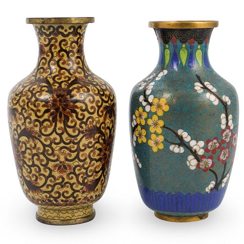 (2 Pc) Chinese Cloisonne Vases