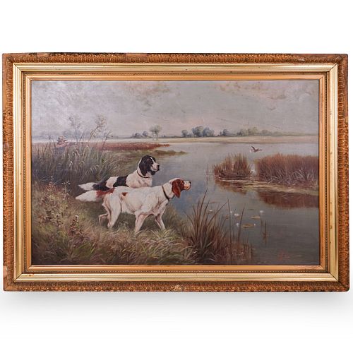 19t Ct. "Hunting Dog" Oil Painting