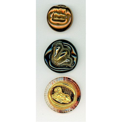 A GROUP OF DIVISION 3 ENGLISH BIMINI GLASS BUTTONS