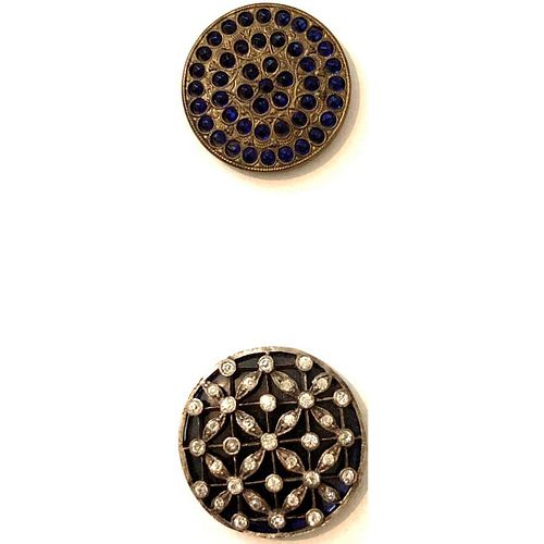 TWO DIVISION 1 COBALT BLUE JEWEL BUTTONS