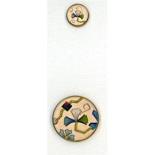 A PAIR OF LATE 19TH C. DESIGN UNDER GLASS BUTTONS