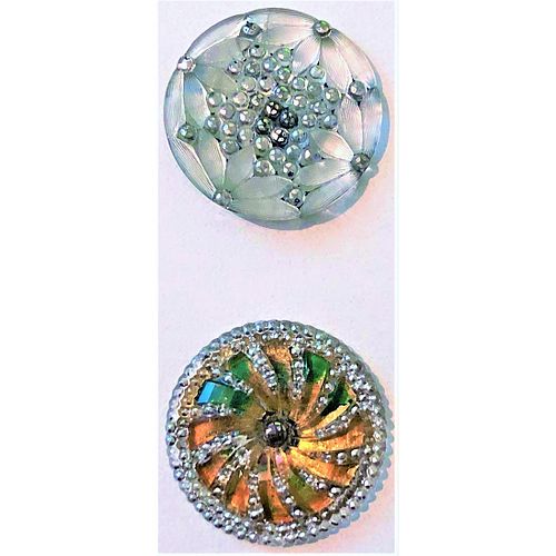 2 DIVISION 1 LACY GLASS BUTTONS FROM THE CZECH REPUBLIC