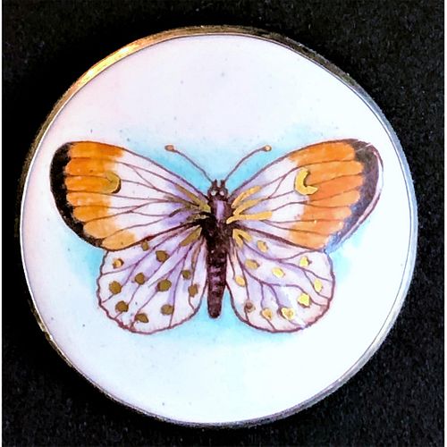 AN ENAMEL BUTTON FROM THE MOTIWALA STUDIOS OF INDIA