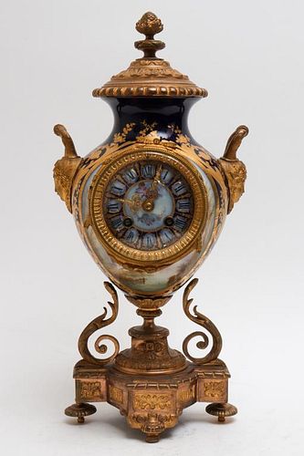 A.D. Mougin French Porcelain & Ormolu Mantel Clock