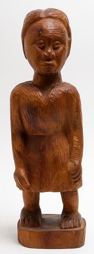 Folk Art Carved Female Figural Wood Sculpture