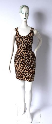 Bill Blass Leopard Print Linen Dress