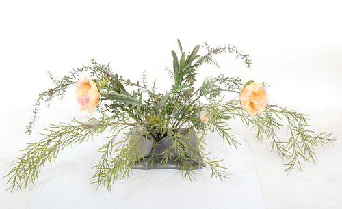 Signed Contemporary Faux Flower Plant Sculpture