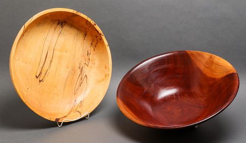 Large Turned Wood Bowls, 2