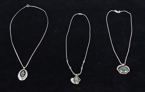 Navajo Jade & Silver Pendant Necklaces