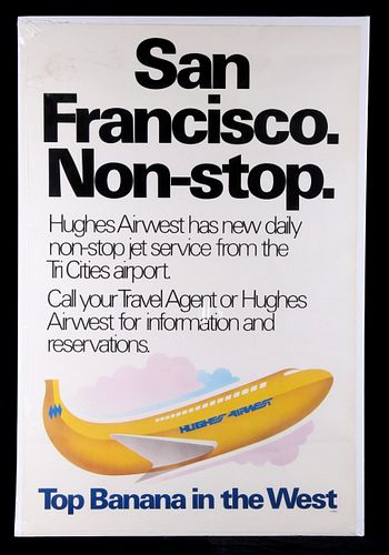 Hughes Airwest Advertising Poster, Circa 1980
