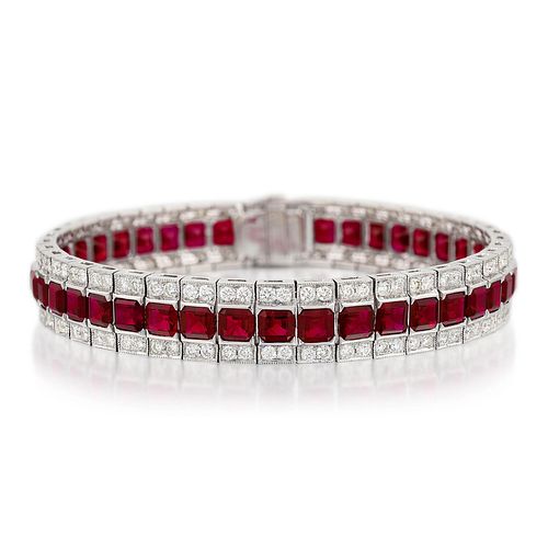 Very Fine Burmese Ruby and Diamond Bracelet