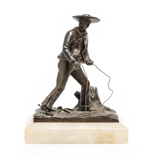 Antique Signed French Bronze of Mexican Rancher