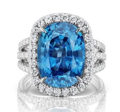 12.14ct NO-HEAT Sapphire And 1.82ct Diamond Ring