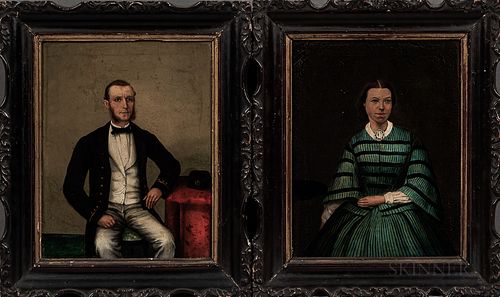 Chinese School, Mid-19th Century    Pair of Portraits of a Western Man and Woman