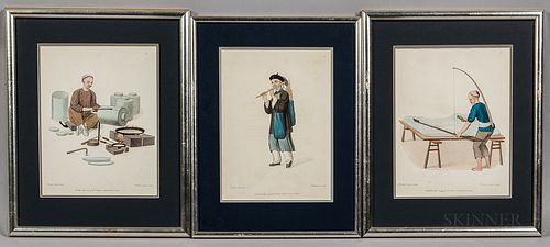 Three Prints:    A Flute-Seller ,  Image of a Tinworker