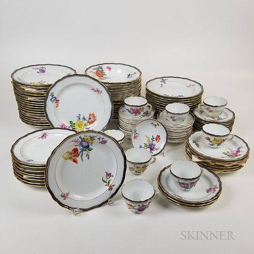 Extensive Group of Meissen Floral-decorated Porcelain Tableware