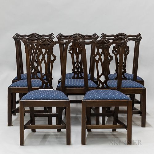Set of Eight Chippendale-style Mahogany Dining Chairs