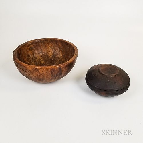 Turned Burl Bowl and a Covered Bowl