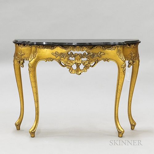 Rococo-style Gilt and Carved Console Table