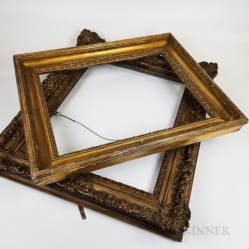 Two Gilt and Painted Gesso Frames