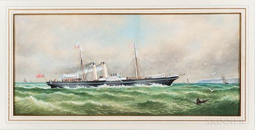 American School, Late 19th Century    A British Steamship off the Coast