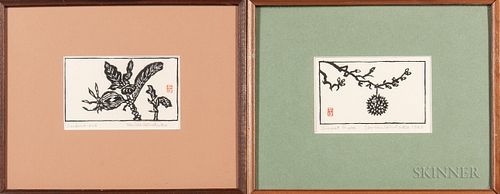Un-ichi Hiratsuka (1895-1997), Two Ink Woodblock Prints