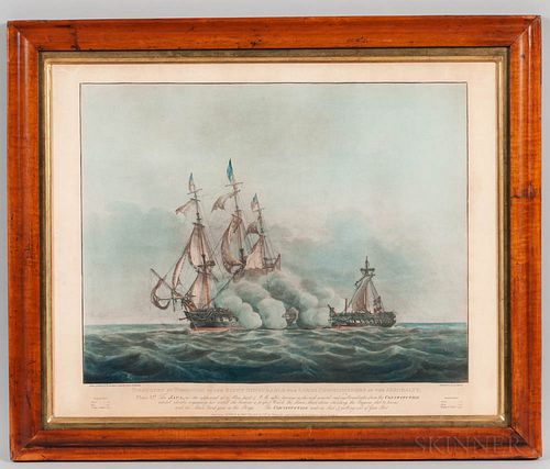 Suite of Four Engravings Depicting the Fight Between the Java   and the Constitution