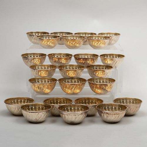 Set of Twenty-Four Continental Silver Nut Bowls