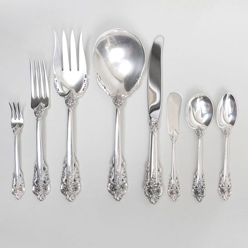 Wallace Silver Flatware Service in the 'Grand Baroque' Pattern