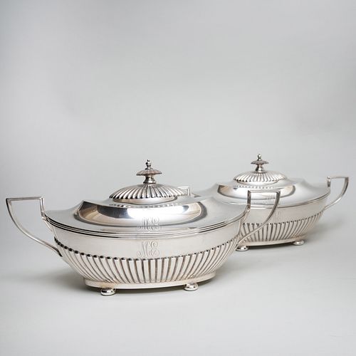 Pair of Gorham Silver Tureens and Covers