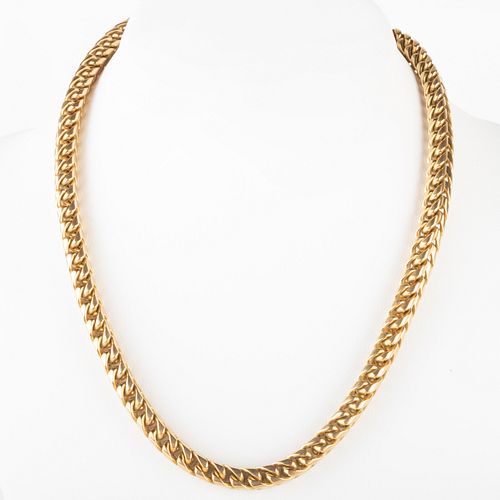 18k Gold Box Link Chain Necklace