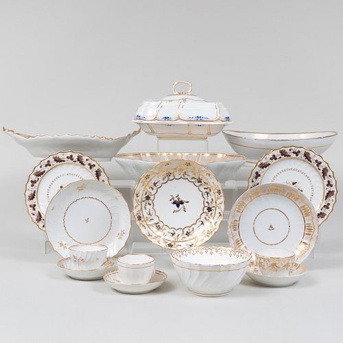 Group of Derby Porcelain and English Gilt-Decorated Porcelain Serving Wares