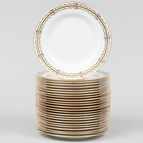 Set of Twenty-Five Mintons Gilt-Decorated Porcelain Plates