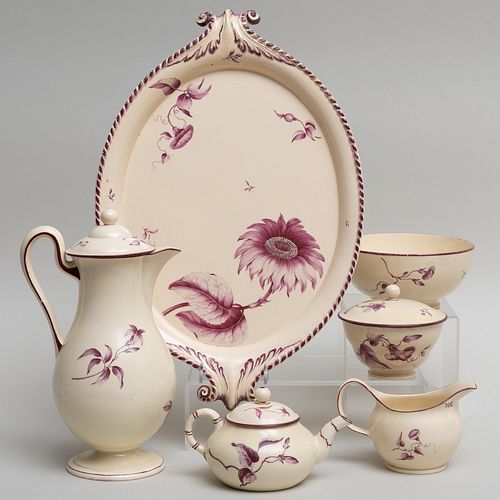 Wedgwood Puce Decorated Creamware Part Tea Service