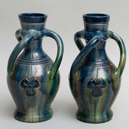 Pair of Belgian Pottery Vases