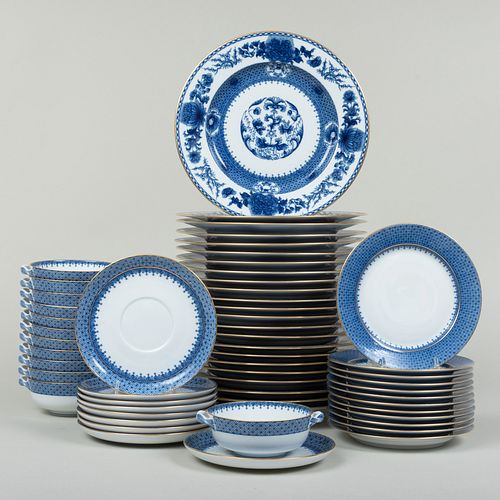 Mottahedeh Porcelain Part Dinner Service in the 'Imperial Blue' Pattern 