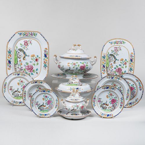 Spode Stone China Part Dinner Service in the 'Double Peacock' Pattern