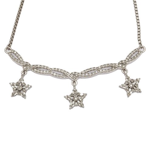 Diamond, Sterling Silver Necklace