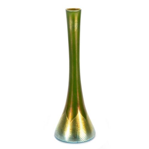 Tiffany green Favrile glass vase