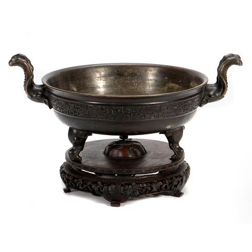 19th Century Chinese Bronze Tripod Censer