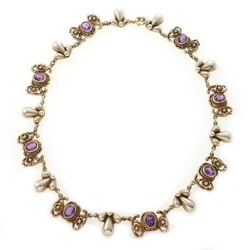 Peruzzi Florence amethyst and gilt silver necklace