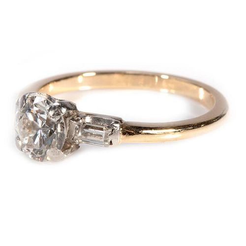 Diamond and 14k bi-color gold engagement ring