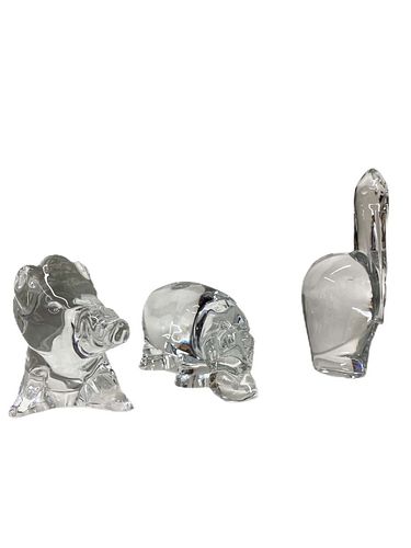 (3) Baccarat Art Glass Animals