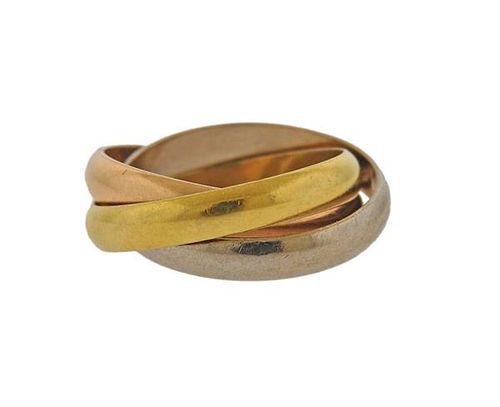 Cartier Trinity 18K Tri Color Gold Band Ring Size 53