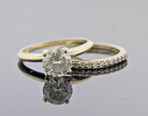 14K Gold Diamond 1.50ct Engagement Wedding Ring Set
