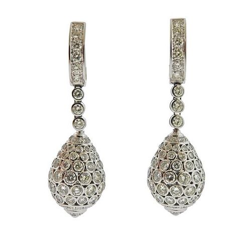18K Gold 8ctw Diamond Drop Earrings