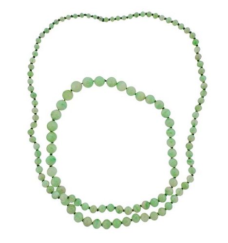 Graduated Natural Jadeite Bead Necklace 