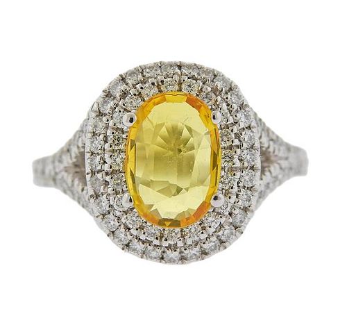 14k Gold Yellow Sapphire Diamond Ring
