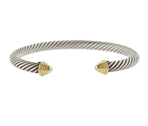 David Yurman 14k Gold Silver Cable Bracelet