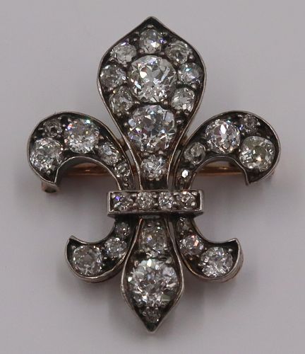 JEWELRY. French 18kt Gold and Diamond Fleur-de-Lis